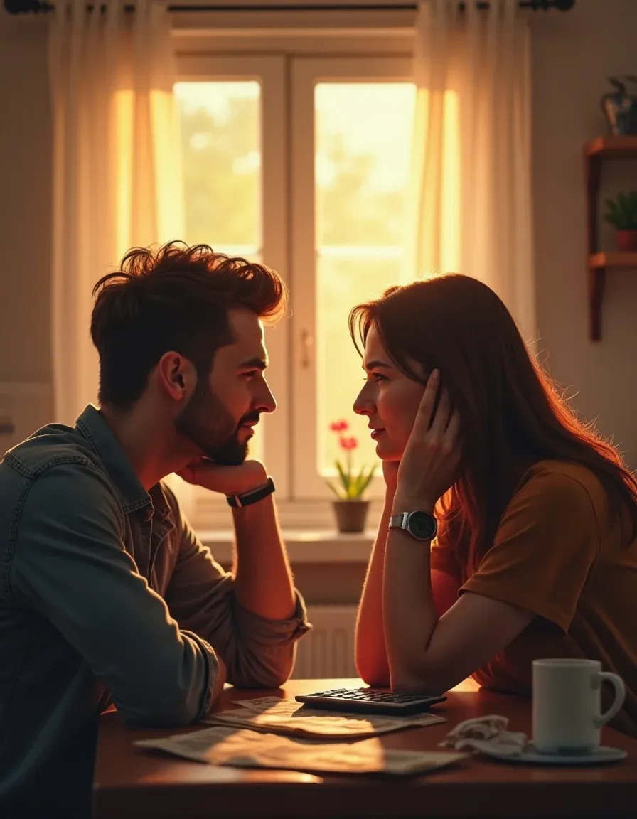 A couple discussing financial strains and compatibility in their marriage.
