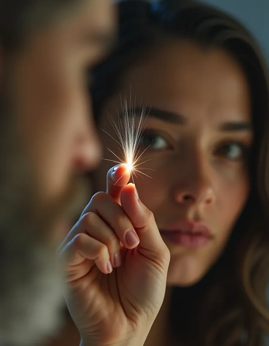 Cinematic montage of diverse people noticing their first grey hairs with salon and science elements.