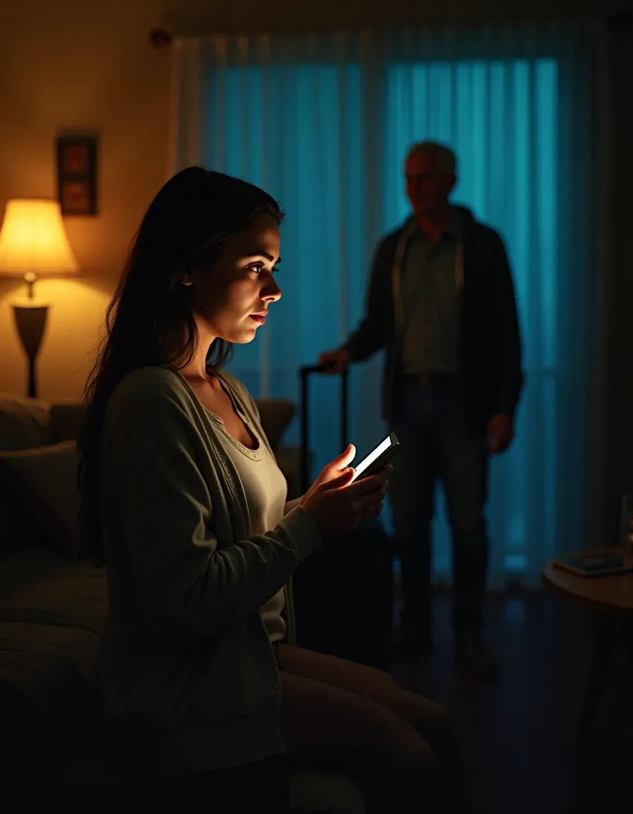 Tense, intimate living-room scene: worried sibling, vulnerable 19-year-old sister, unaware father.