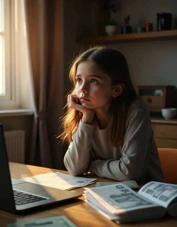 A thoughtful teen exploring survivor benefits and mental health.
