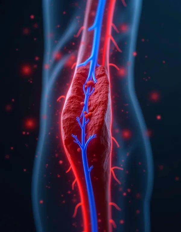 Illustration of blood flow in a partially severed limb.