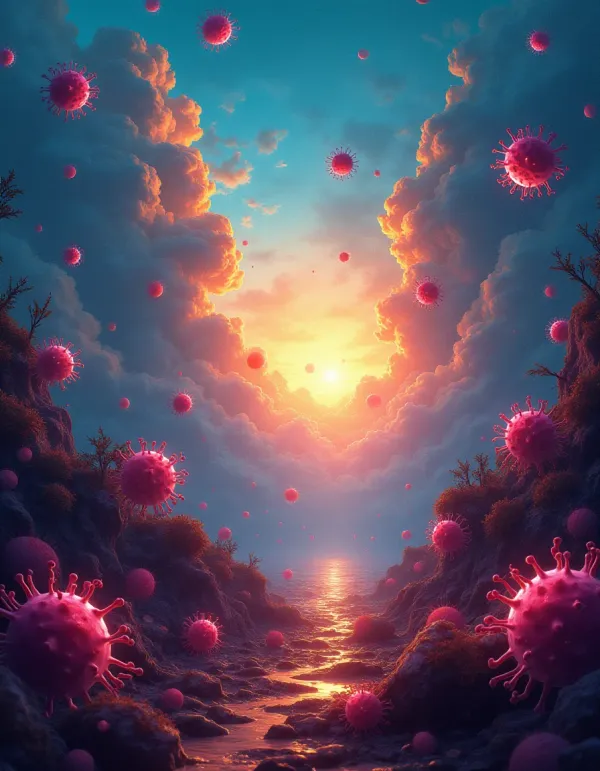 An illustration representing cancer's complexity and hope in treatment.