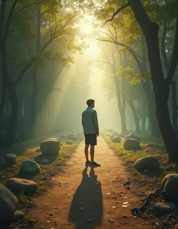 An introspective scene illustrating personal choice over family obligations.