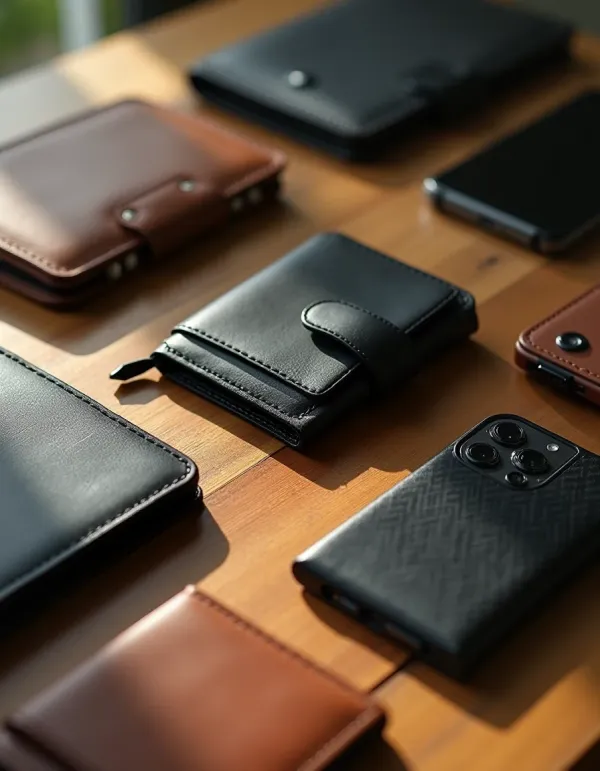 A flat lay of various wallet styles showcasing functionality and elegance.