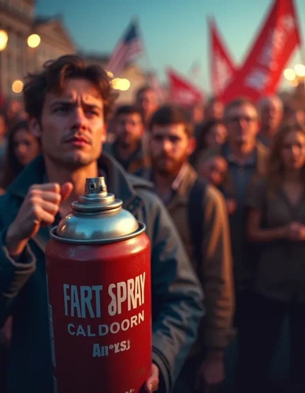 A humorous take on the idea of bringing fart spray to a rally.