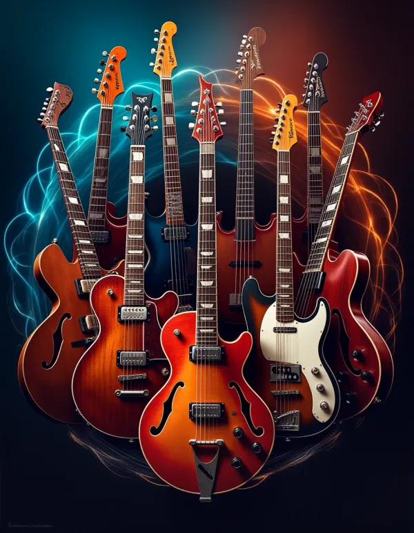 A vibrant scene showcasing diverse instruments and energetic sound waves.