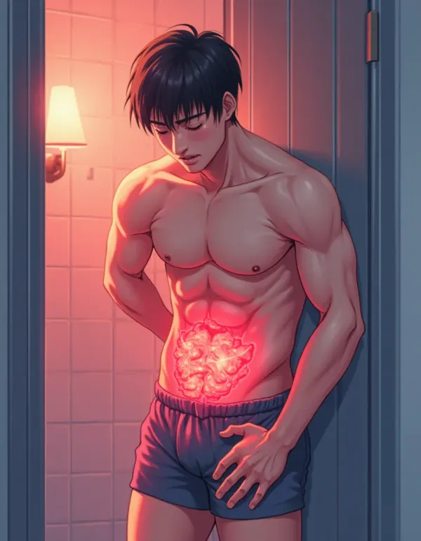 Concept image showing urethral sensitivity and gentle post-ejaculation care.