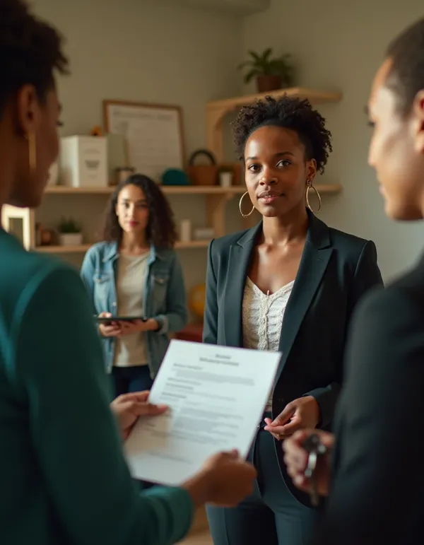 Person receiving certificate and support while transitioning to a new career.